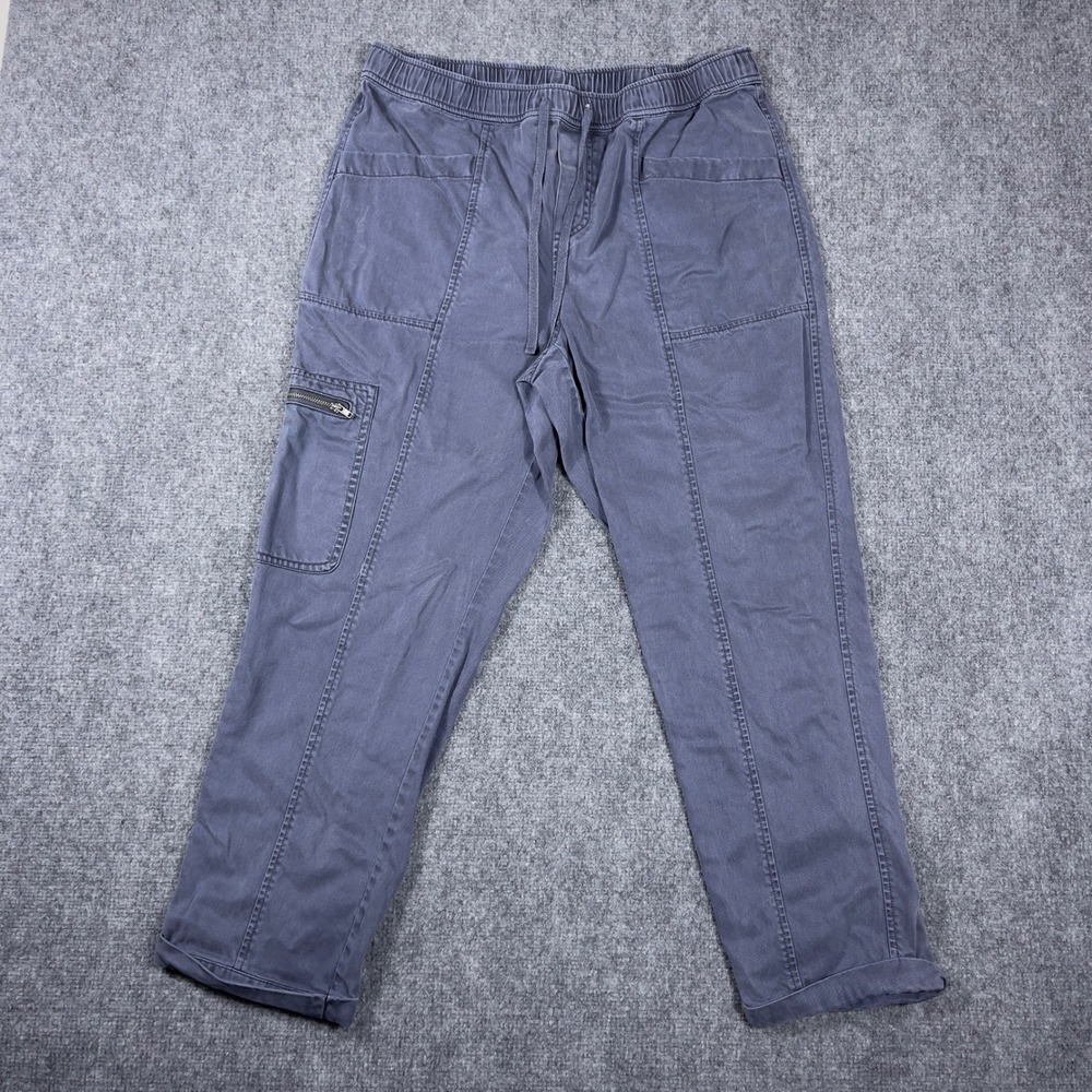 Nicole Miller Cargo Pants Womens Large Gray Elastic Waist Utility Zipper Pocket